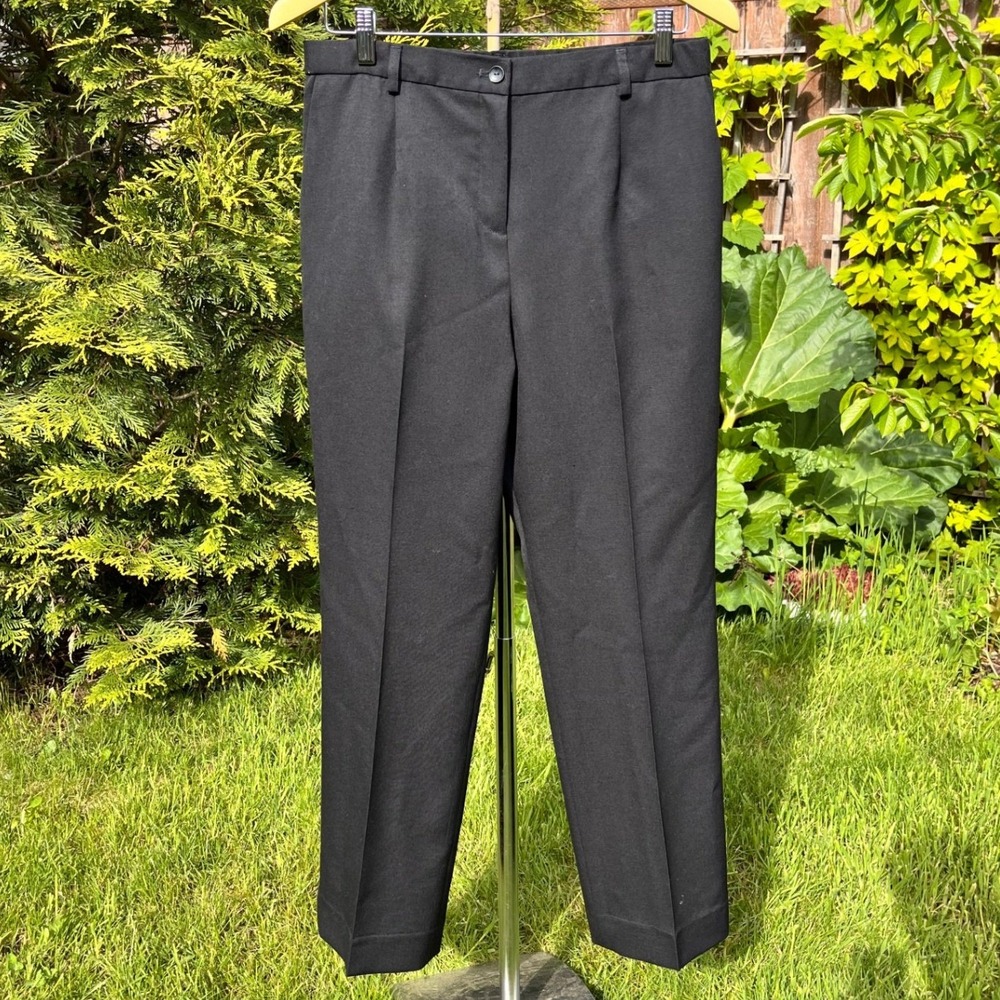 Pendleton Petite Womens Black Blue Pleated Tapered Trousers Made in USA Size 10P